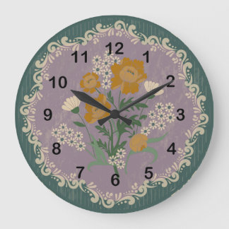 Blumenstrauß Medaillon Barock-Kamera Wand Uhr