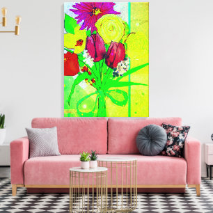 Blumenstrauß mit Band gebunden Elegante Kunst Leinwanddruck