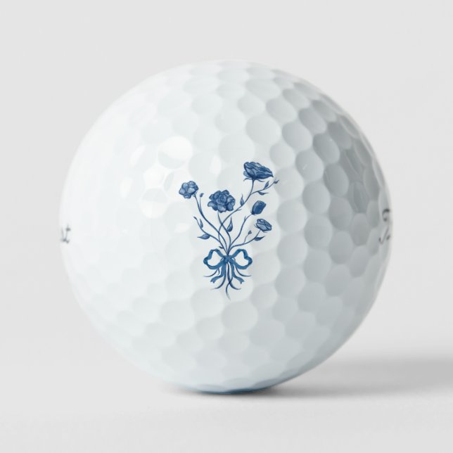 Blumenstrauß mit blauem Band  Golfball (Vorderseite)