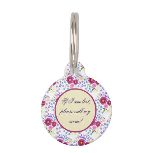 Blumenstrauß mit Dahlie Weißes Pet-ID-Tag Haustiermarke