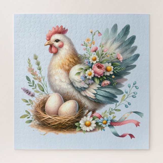 Blumenstrauß mit Eiern Vintager Bauernstube Puzzle (Vertikal)
