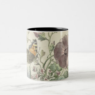 Blumenstrauß mit einer Gemalten Dame Schmetterling Zweifarbige Tasse