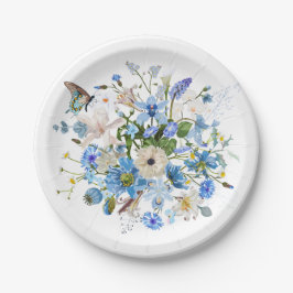 Blumenstrauß mit tropischen Blumen. Pappteller