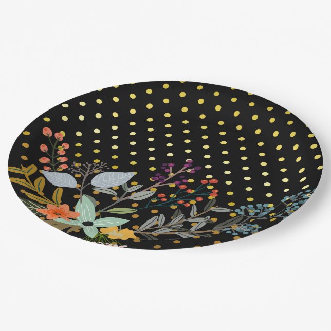 Blumenstrauß-Party * wählen Sie Hintergrundfarbe Pappteller (Schrägansicht)