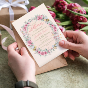 Blumenstrauß Peach Niedlich Bunny Girl Erstgeburt Einladung