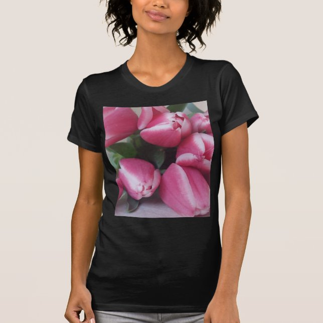 Blumenstrauß, Pink Tulips, Blume T-Shirt (Vorderseite)
