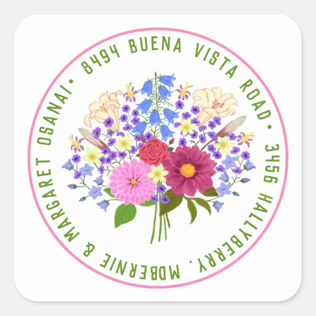 Blumenstrauss Quadratischer Aufkleber (Vorderseite)