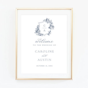 Blumenstrauß-Rose Wappen Hochzeit Begrüßungszeiche Poster