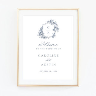 Blumenstrauß-Rose Wappen Hochzeit Begrüßungszeiche Poster