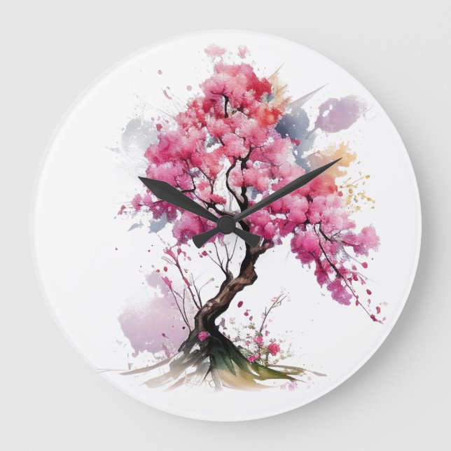 Blumenstrauß Sakura Kirchenbröckchen Große Wanduhr (Vorderseite)