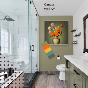 Blumenstrauß Salbei grün mit Orange Leinwanddruck