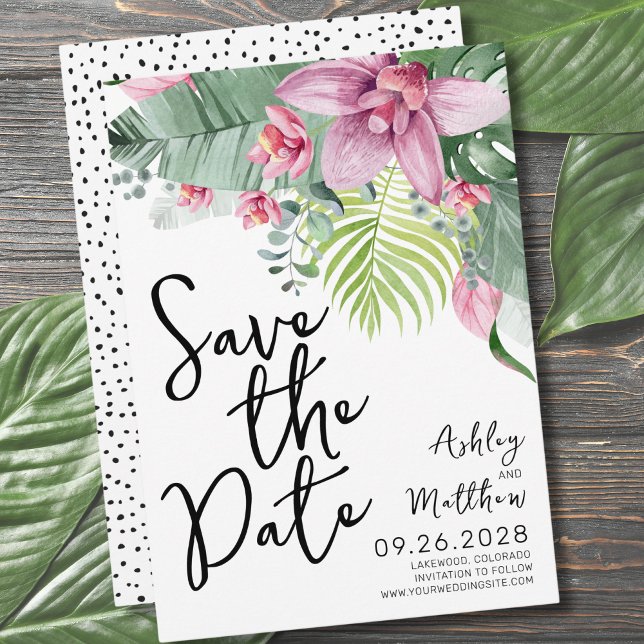 Blumenstrauß Save The Date (Chic Modern Floral Watercolor Tropical Wedding Save The Date)