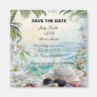 Blumenstrauß-Strandhochzeit Save the Date