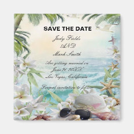 Blumenstrauß-Strandhochzeit Save the Date Magnet