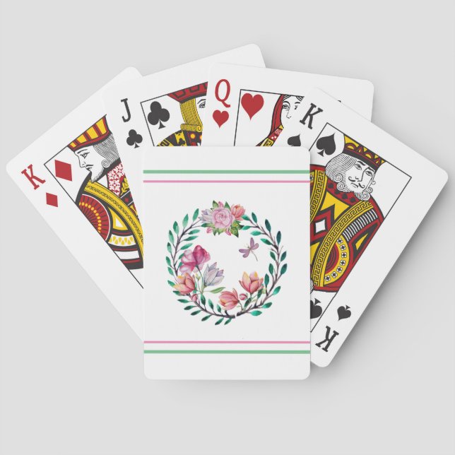 Blumenstrauß und Streifen Spielkarten (Rückseite)