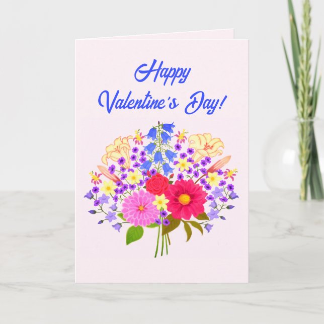 Blumenstrauss Valentine's Greeting Card Dankeskarte (Vorderseite)