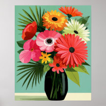 Blumenstrauß-Wandkunst aus der Mitte des Jahrhunde