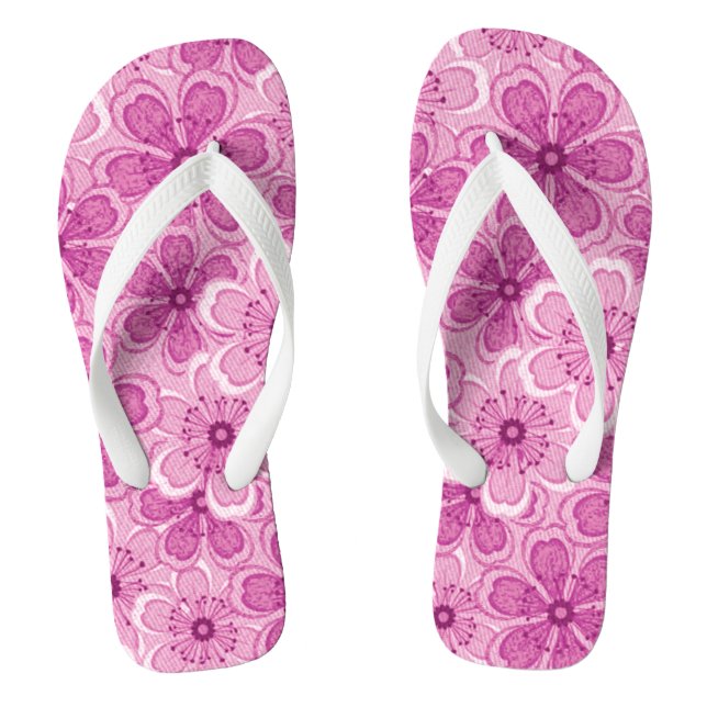 Blumenstrauß, weiß N Himbeere Rosa Flip Flops (Fußbett)