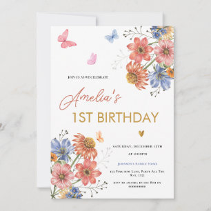 Blumenstrauß zum Geburtstag Girl Spring Blumen 1. Einladung