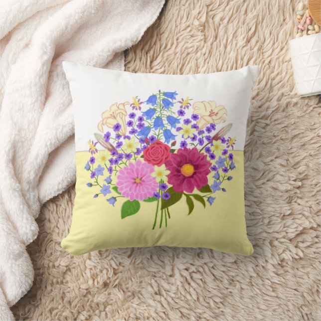 Blumenstrauss Zweifarbiges Wurfkissen Kissen (Decke)