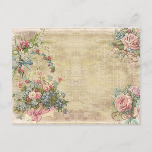 Blumensträuße im gestressten braunen Vintage-Stil Postkarte