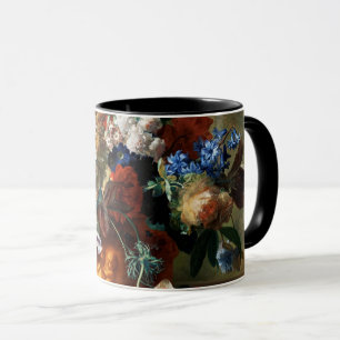 BLUMENSTRÄUSSE IN EINER URNE IN SCHWARZ TASSE