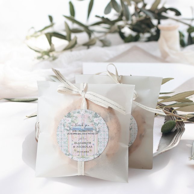 Blumensträuße | Marokkanische Tropische Gastgesche Runder Aufkleber (Von Creator hochgeladen)