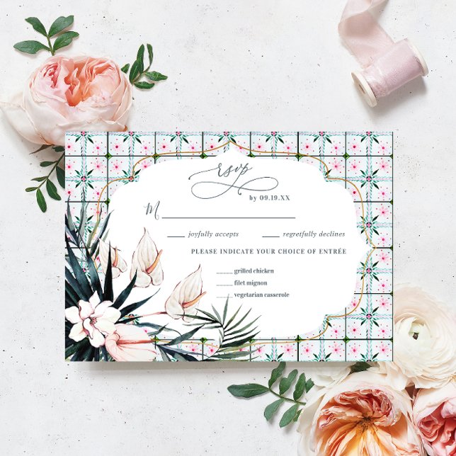 Blumensträuße | RSVP für tropische Hochzeiten in M Karte (Von Creator hochgeladen)