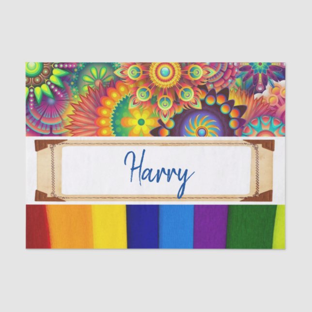 Blumenstreifen aus Gewebepapier Seidenpapier (Vorderseite)