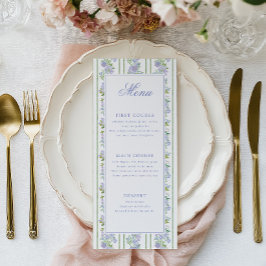 Blumenstreifen Cottage-Hochzeit Menükarte