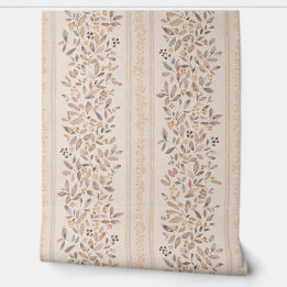 Blumenstreifen in Wasserfarbe warm ockerbraun Tapete