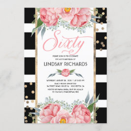 Blumenstreifen Moderne Gold Dekoration 60 Geburtst Einladung