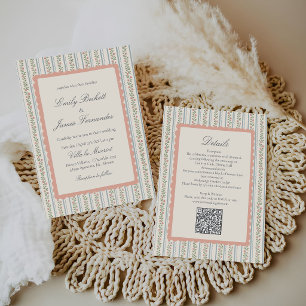 Blumenstreifen Vintage Retro Hochzeit Einladung