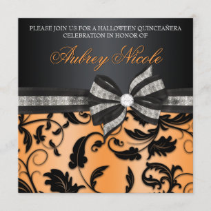 Blumenstrudel Quinceañera laden mit Jeweled Bogen Einladung