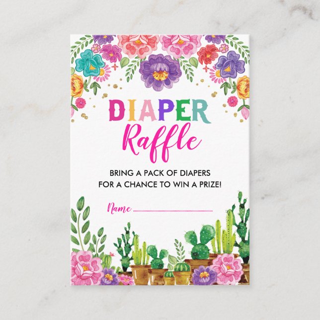 Blumensukkulent Fiesta Diaper Raffle Baby Dusche Begleitkarte (Vorderseite)