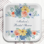 Blumensukkulentes Macaron-Brautparty Pappteller<br><div class="desc">Blumensukkulente Macaron Brautparty Paper Party Paper Teller mit eleganten Aquarellfarben-Blume auf weißem Hintergrund. Personalisieren Sie den Text in den Textfeldern,  indem Sie ihn bearbeiten. Entwickelt für Sie von ©Evco Studio www.zazzle.com/store/evcostudio</div>