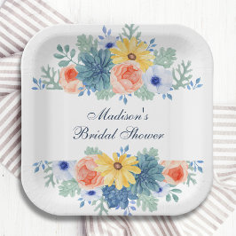 Blumensukkulentes Macaron-Brautparty Pappteller