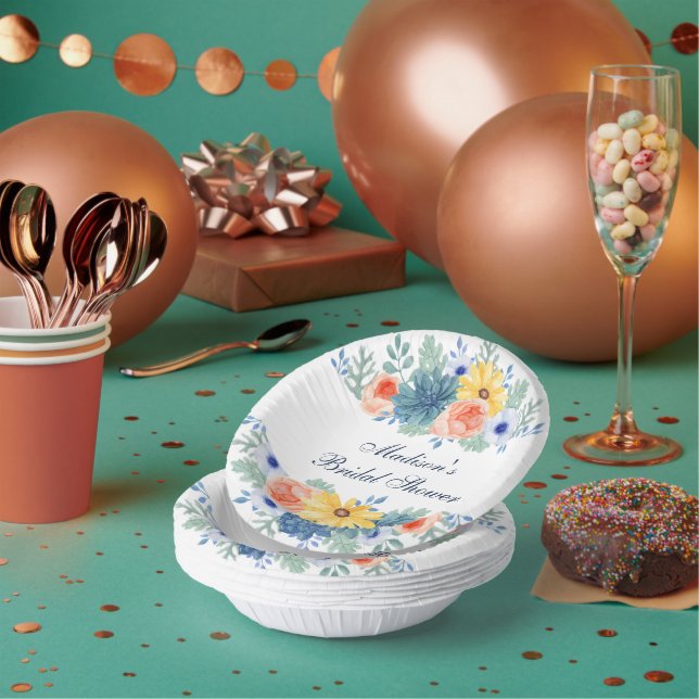 Blumensukkulentes Macaron-Brautparty Pappteller (Multi)