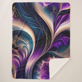 BlumenSymphonie - Tief Lila und Gold Abstrakt Sherpadecke