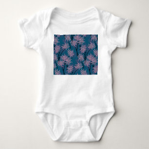 Blumentapete: Asiatisch marineblau, rosa. Baby Strampler