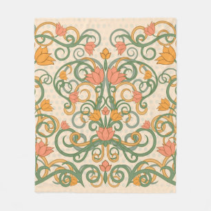 Blumentapete im Jugendstil, Vintag krank Fleecedecke