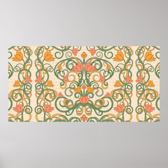 Blumentapete im Jugendstil, Vintag krank Poster (Vorne)