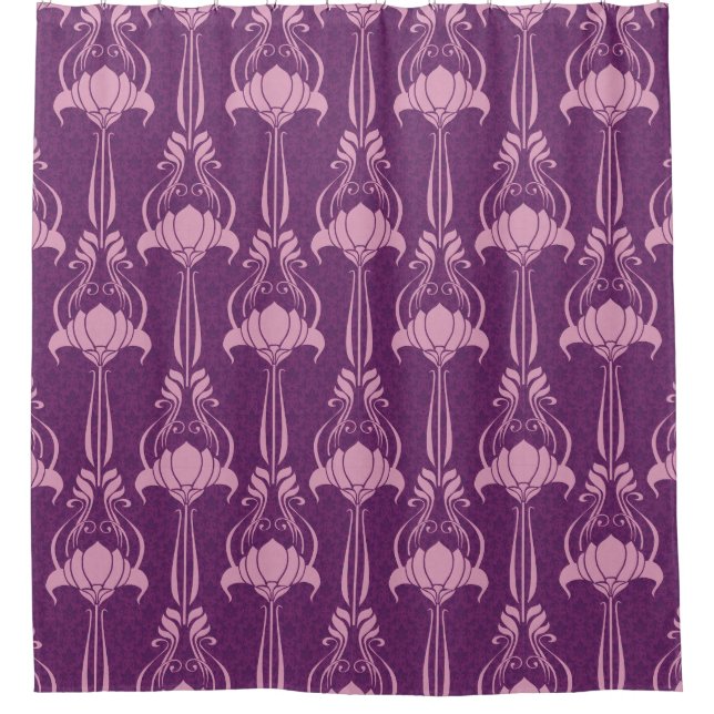Blumentapete Rosa Violettdesign Duschvorhang (Vorderseite)