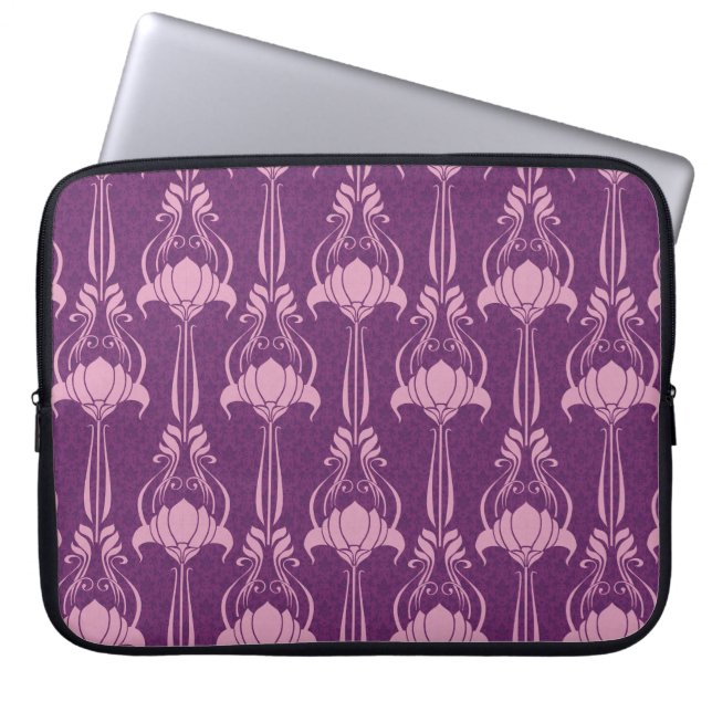 Blumentapete Rosa Violettdesign Laptopschutzhülle (Vorderseite)