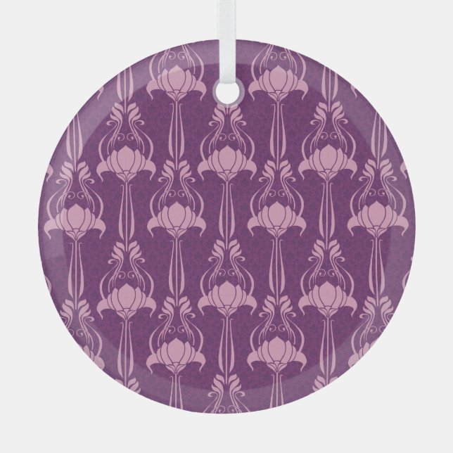 Blumentapete Rosa Violettdesign Ornament Aus Glas (Vorderseite)
