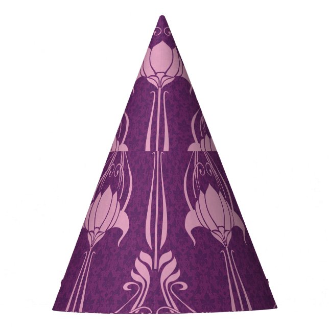 Blumentapete Rosa Violettdesign Partyhütchen (Vorderseite)