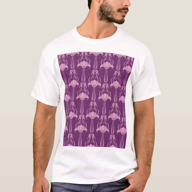 Blumentapete Rosa Violettdesign T-Shirt (Vorderseite)