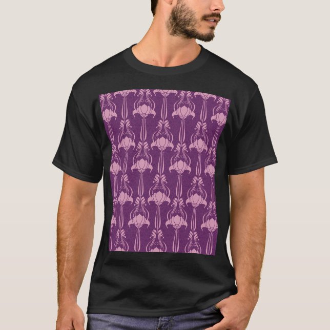 Blumentapete Rosa Violettdesign T-Shirt (Vorderseite)