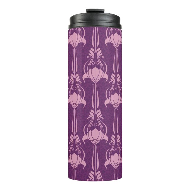 Blumentapete Rosa Violettdesign Thermosbecher (Vorderseite)