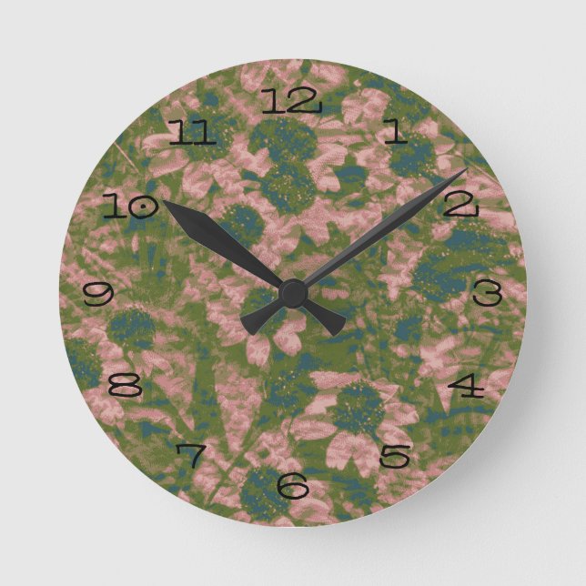 Blumentarnungsmuster Runde Wanduhr (Vorderseite)